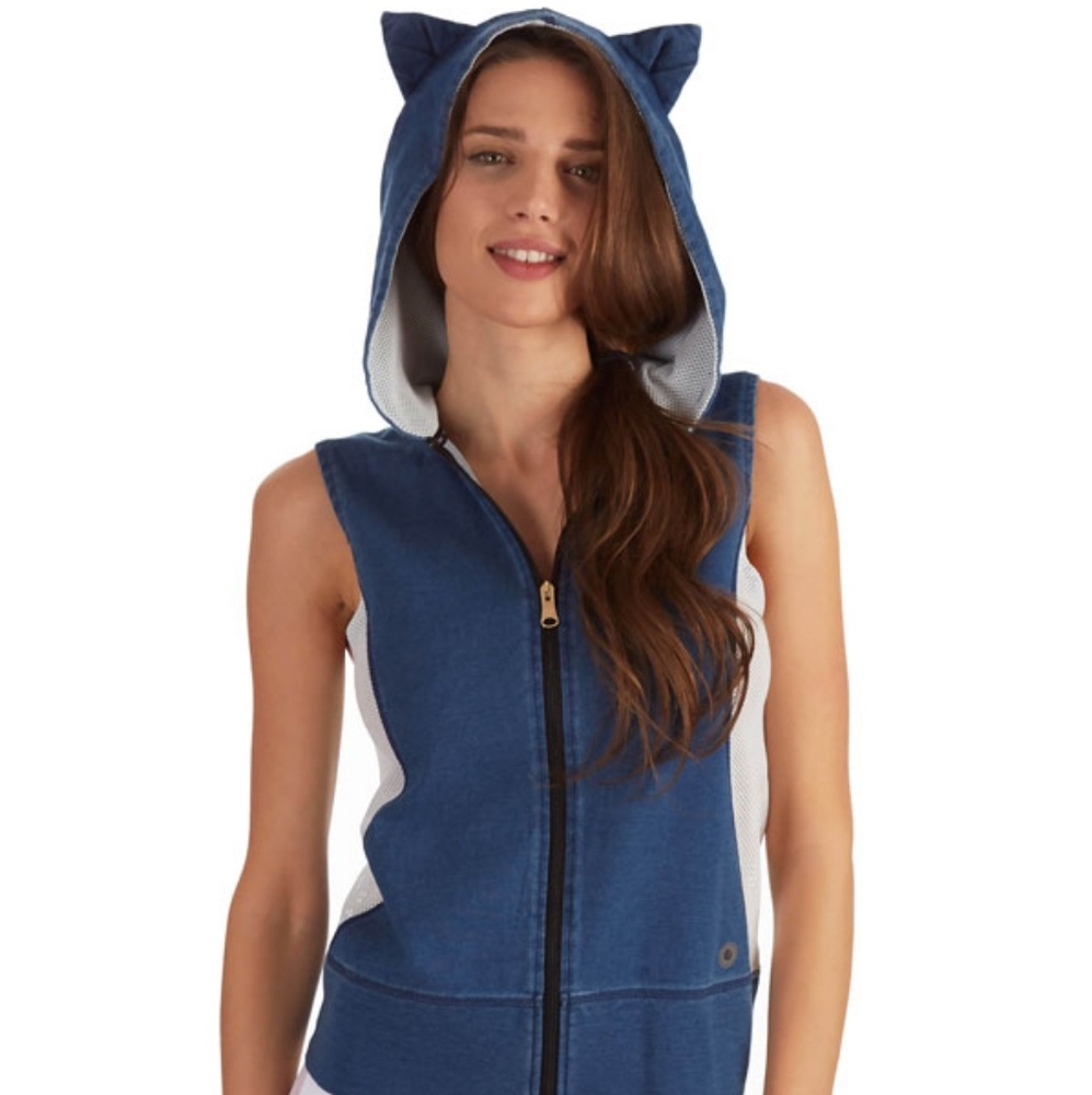 French Terry Vest with Hood and Front Zip